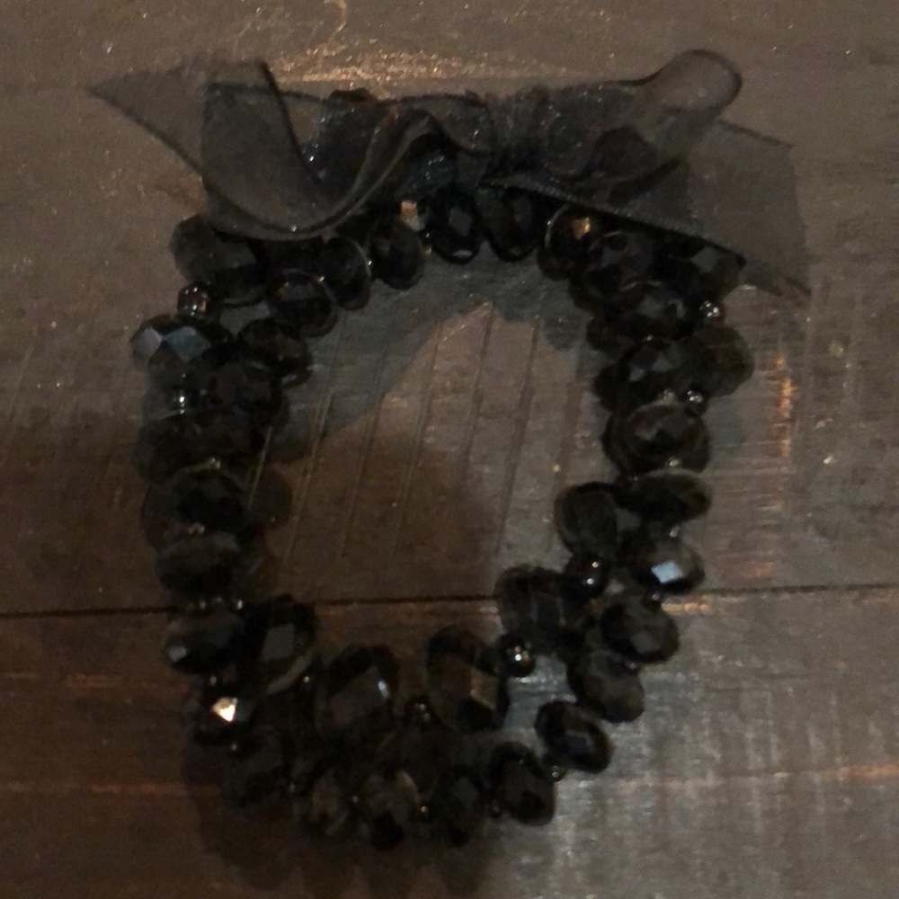 Black onyx beaded bracelet set
